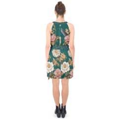 Halter Collar Waist Tie Chiffon Dress 