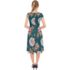 Cap Sleeve Front Wrap Midi Dress 