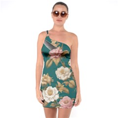 One Shoulder Ring Trim Bodycon Dress 