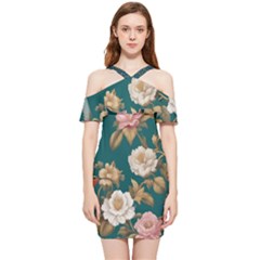 Shoulder Frill Bodycon Summer Dress 
