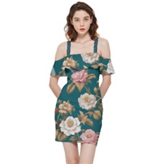 Shoulder Frill Bodycon Summer Dress 