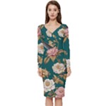 080f6de5-096e-4225-a1a8-67987f606164imagemarker Lorelei Long Sleeve V-Neck Bodycon Dress 