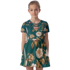 Kids  Short Sleeve Pinafore Style Dress 