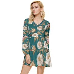 Tiered Long Sleeve Mini Dress 