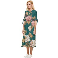 Bow Sleeve Chiffon Midi Dress 