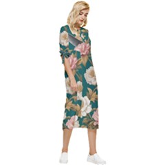 Bow Sleeve Chiffon Midi Dress 