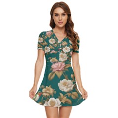 V-Neck High Waist Chiffon Mini Dress 