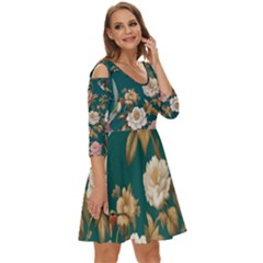 Shoulder Cut Out Zip Up Dress 
