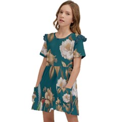 Kids  Frilly Sleeves Pocket Dress 