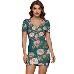 Low Cut Cap Sleeve Mini Dress 