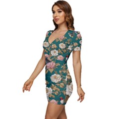 Low Cut Cap Sleeve Mini Dress 