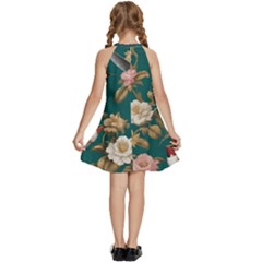 Kids  Halter Collar Waist Tie Chiffon Dress 