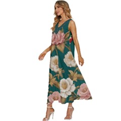 V-Neck Sleeveless Wide Leg Pants Overalls 