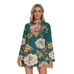 080f6de5-096e-4225-a1a8-67987f606164imagemarker Lorelei Round Neck Long Sleeve Bohemian Style Chiffon Mini Dress