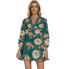 V-Neck Placket Mini Dress 