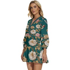 V-Neck Placket Mini Dress 