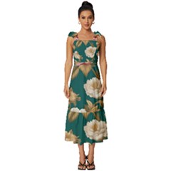 Tie-Strap Tiered Midi Chiffon Dress 