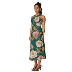Sleeveless Cross Front Cocktail Midi Chiffon Dress 