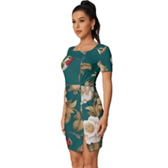 Fitted Knot Split End Bodycon Dress 