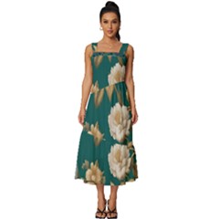 Square Neckline Tiered Midi Dress 
