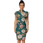 080f6de5-096e-4225-a1a8-67987f606164imagemarker Lorelei Vintage Frill Sleeve V-Neck Bodycon Dress