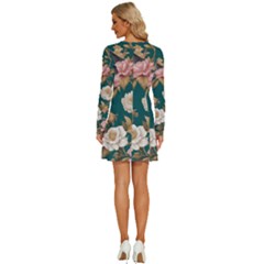 Long Sleeve Deep V Mini Dress  