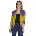 Plaid Purple And 02f5b (1) Women s Draped Front 3/4 Sleeve Shawl Collar Jacket