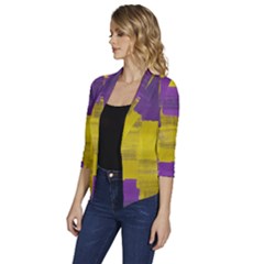 Women s Draped Front 3/4 Sleeve Shawl Collar Jacket 
