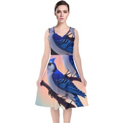 V-Neck Midi Sleeveless Dress  