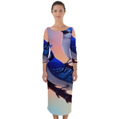 Quarter Sleeve Midi Bodycon Dress 