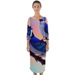 Bluebird Quarter Sleeve Midi Bodycon Dress