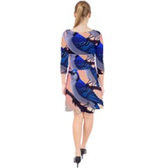 Quarter Sleeve Front Wrap Dress 