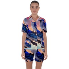 Satin Short Sleeve Pajamas Set 