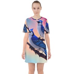 Sixties Short Sleeve Mini Dress 
