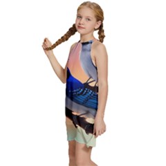 Kids  Halter Collar Waist Tie Chiffon Dress 