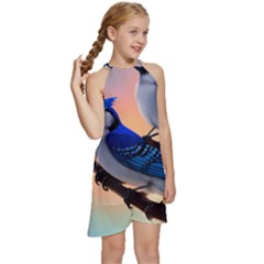 Kids  Halter Collar Waist Tie Chiffon Dress 