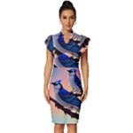 Bluebird Vintage Frill Sleeve V-Neck Bodycon Dress