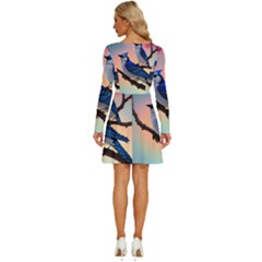 Long Sleeve Wide Neck Velvet Dress 