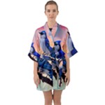 Bluebird Half Sleeve Satin Kimono 