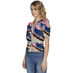 Puffed Short Sleeve Button Up Jacket 