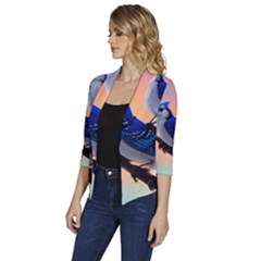 Women s Draped Front 3/4 Sleeve Shawl Collar Jacket 
