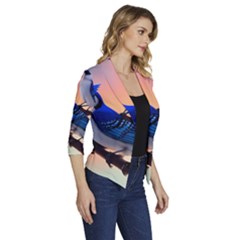 Women s Draped Front 3/4 Sleeve Shawl Collar Jacket 