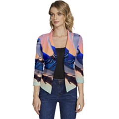 Women s Casual 3/4 Sleeve Spring Jacket 