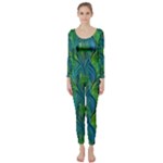 Feathered Long Sleeve Catsuit