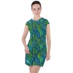 Feathered Drawstring Hooded Dress