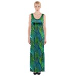 Feathered Thigh Split Maxi Dress