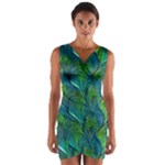 Feathered Wrap Front Bodycon Dress