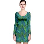 Feathered Long Sleeve Velvet Bodycon Dress