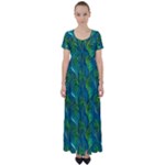 Feathered High Waist Short Sleeve Maxi Dress