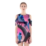 Violet Birds Shoulder Cutout One Piece Dress